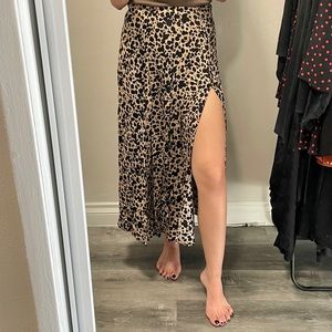 Reformation zoe leopard print midi skirt